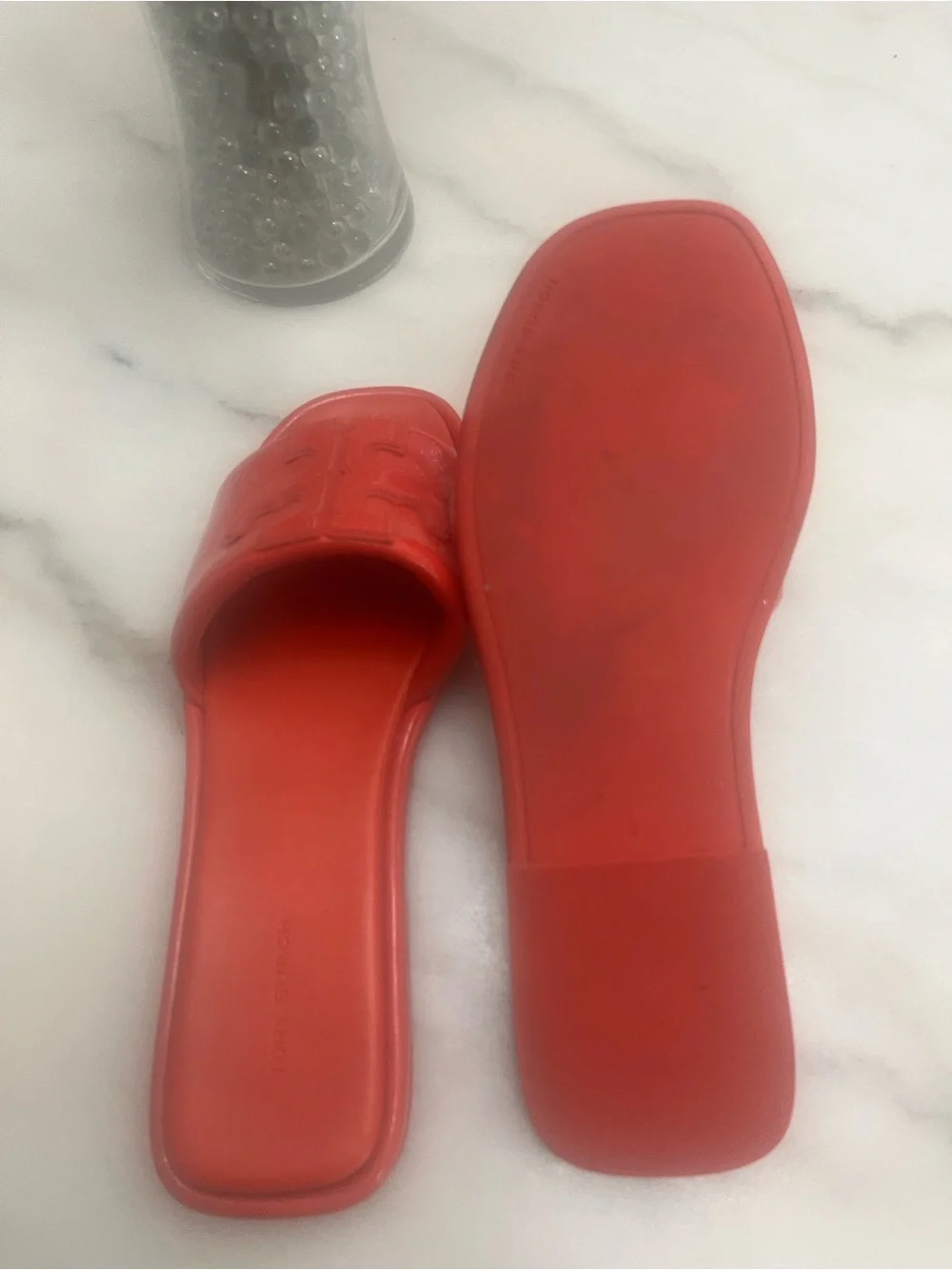 Tory Burch Coral-Red Logo Slide Sandals